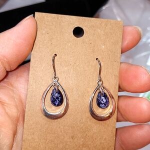 NWT - Elegant Silver and Purple Teardrop Earrings
